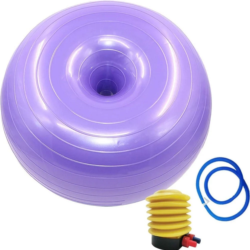 CIAMBELLA PALLA GONFIABILE ESERCIZIO ALLENAMENTO PILATES YOGA CON POMPA VIOLA - TrAdE Shop Traesio