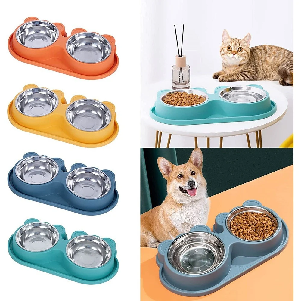 CIOTOLA ALIMENTARE ACCIAIO ANTI PERDITA FONTANA ACQUA DISPENSER CIBO CANI GATTI - TrAdE Shop Traesio