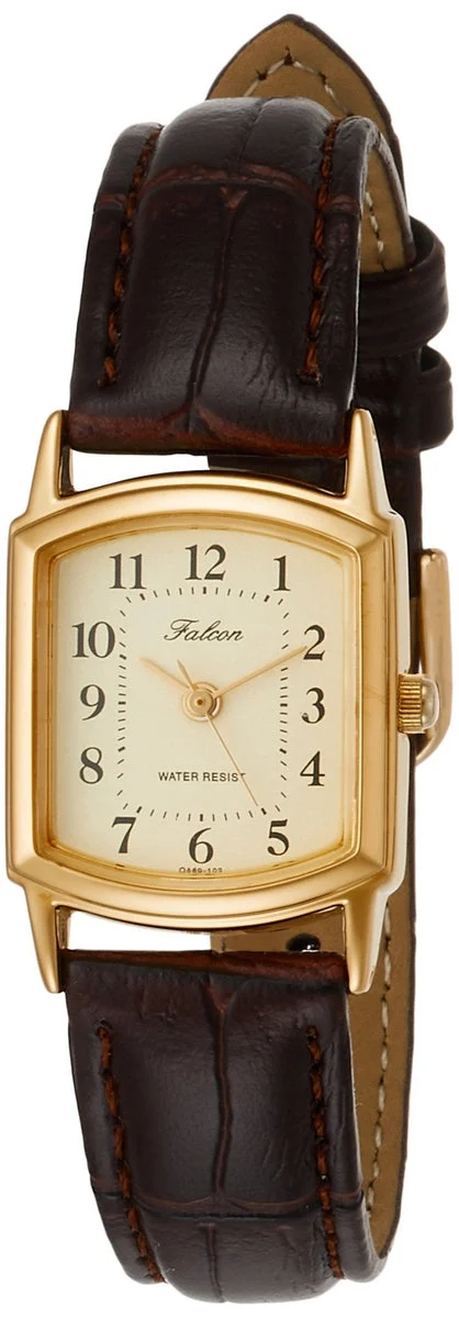 Citizen Q&Q Analog Waterproof Watch Leather Strap QA69-103 Gold