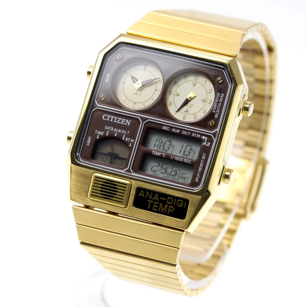 CITIZEN RECORD LABEL Ana-Digi Temp Reissue Watch Gold JG2103-72X