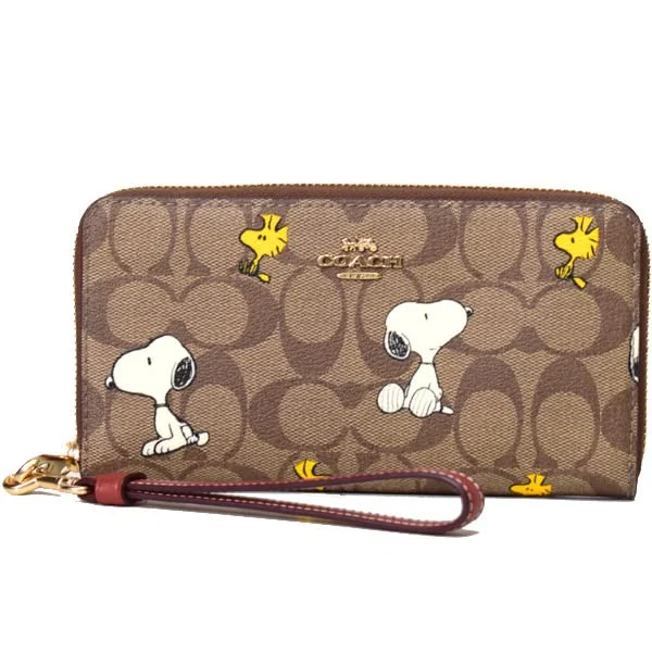 Coach Portafoglio Lungo in Pelle Collaborazione Snoopy CE705 Khaki Multi