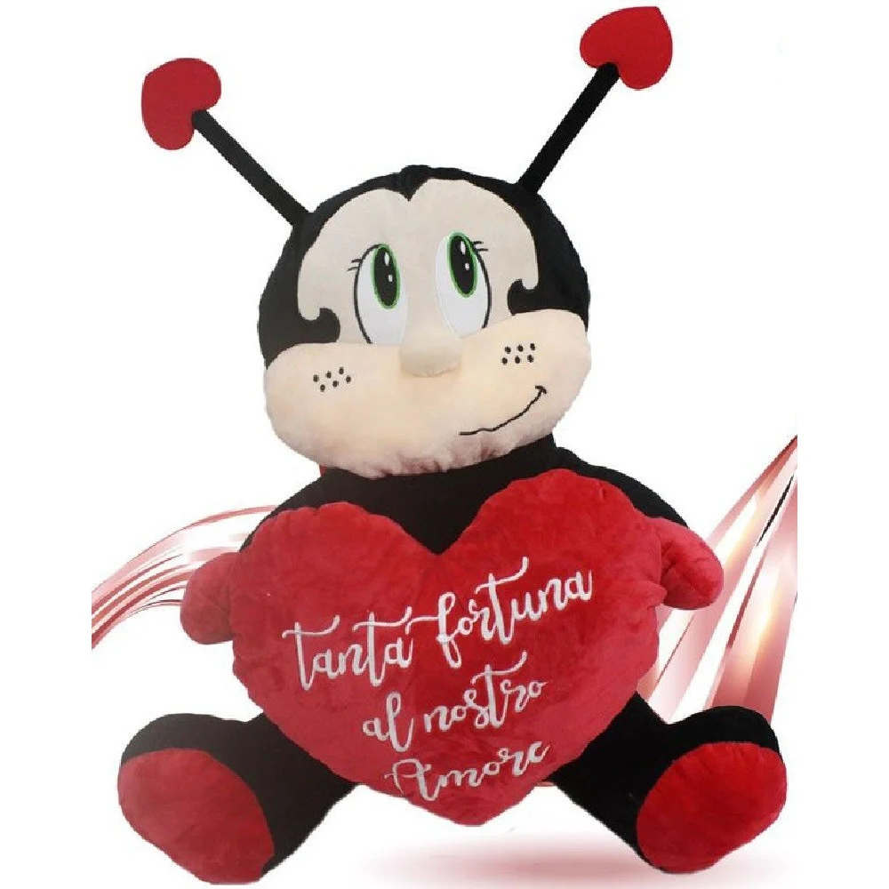 COCCINELLA PELUCHE DA 55 CM CON CUORE REGALO PORTA FORTUNA SAN VALENTINO 95387 - TrAdE Shop Traesio