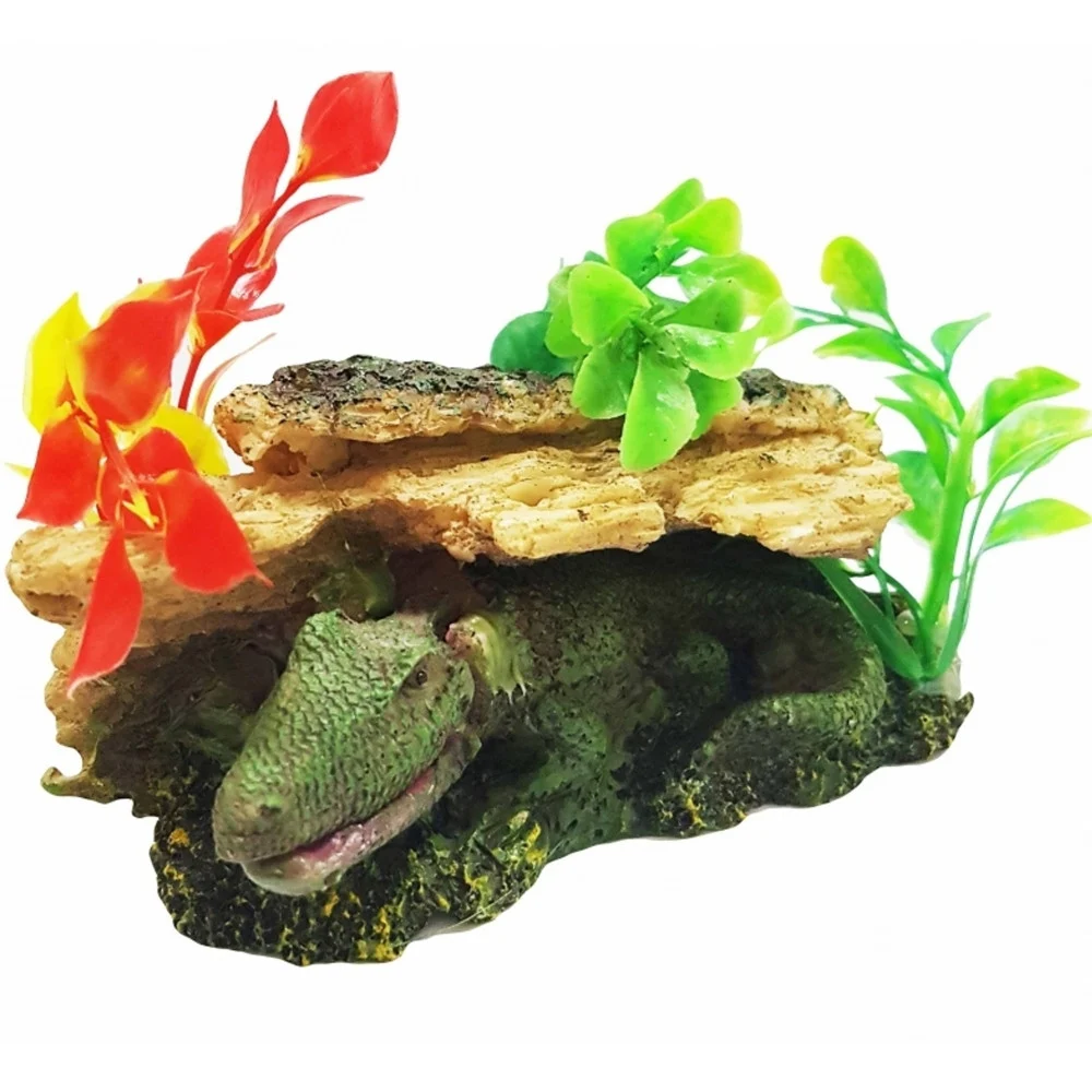 COCCODRILLO MUOVE LA BOCCA OSSIGENO 15.5x9.5x23CM ORNAMENTO ACQUARIO DECORAZIONI - TrAdE Shop Traesio