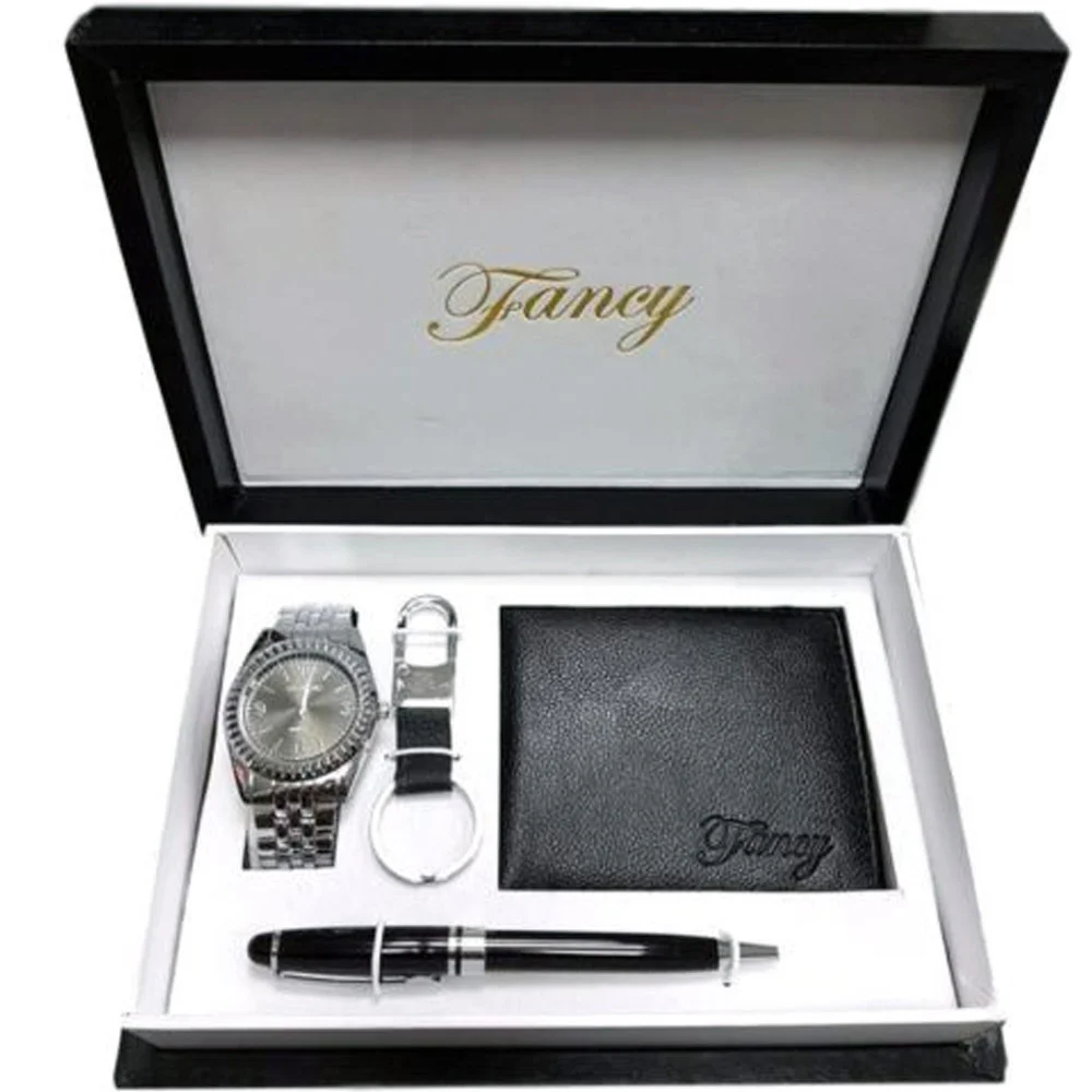 COFANETTO SET REGALO ELEGANTE PER UOMO OROLOGIO PORTAFOGLIO PENNA PORTACHIAVI - TrAdE Shop Traesio