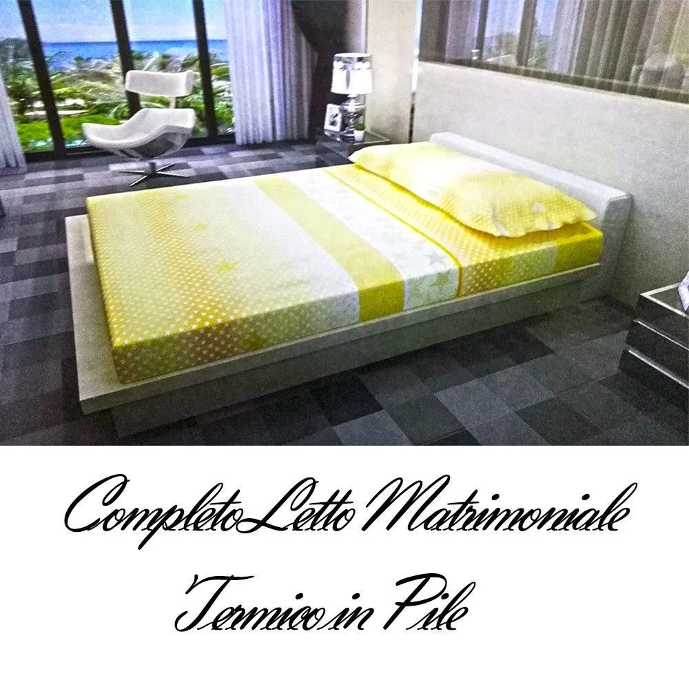 COMPLETO DA LETTO IN PILE LENZUOLO SOPRA E SOTTO 2 COPRICUSCINO GIALLO POIS - TrAdE Shop Traesio