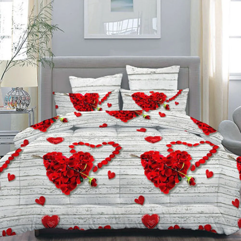 COMPLETO MATRIMONIALE CALDO LENZUOLO 250x290CM MAXI ANGOLI CUORI PETALI ROSA - TrAdE Shop Traesio