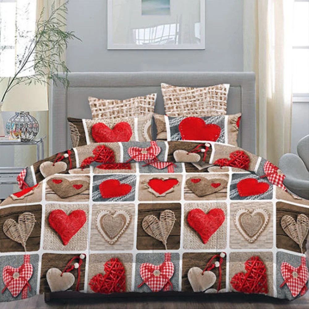 COMPLETO MATRIMONIALE CALDO LENZUOLO 250x290CM MAXI ANGOLI CUORI RICAMATI - TrAdE Shop Traesio