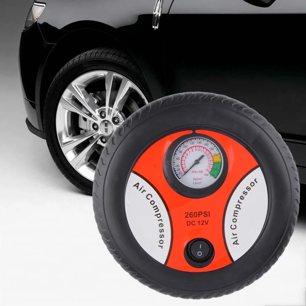 COMPRESSORE D'ARIA A FORMA DI RUOTA GONFIA VELOCEMENTE PNEUMATICI BICI AUTO MOTO - TrAdE Shop Traesio