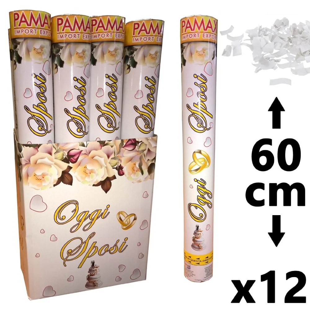 CONFEZIONE 12 PEZZI TUBO SPARACORIANDOLI OGGI SPOSI 60 CM MATRIMONIO MATRIMONI - TrAdE Shop Traesio