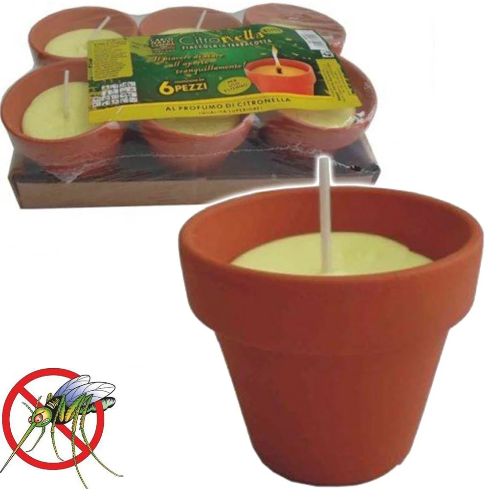 CONFEZIONE 6 PZ CITRONELLA COCCIO IN TERRACOTTA DIAMETRO 10 CM ANTIZANZARE - TrAdE Shop Traesio