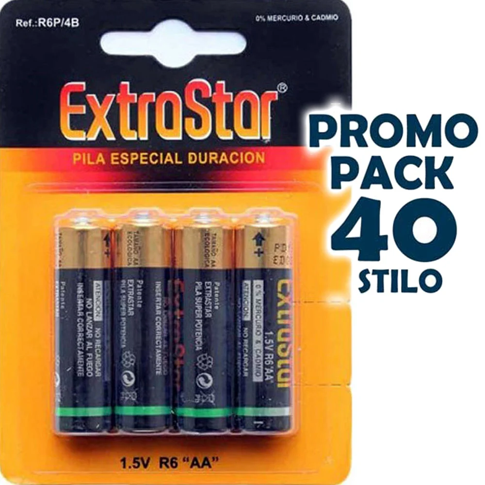 CONFEZIONE BATTERIE PILE PILA STILO AA R6 1.5V 40 PILE 10 CONFEZIONI DA 4 AA - TrAdE Shop Traesio