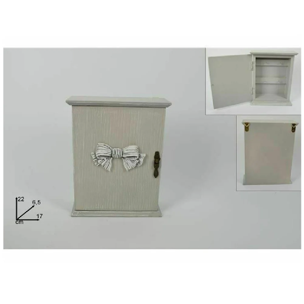 CONTENITORE BOX CASSETTA PORTA CHIAVI PORTACHIAVI IN LEGNO CON FIOCCO 17X22X6.5CM - TrAdE Shop Traesio
