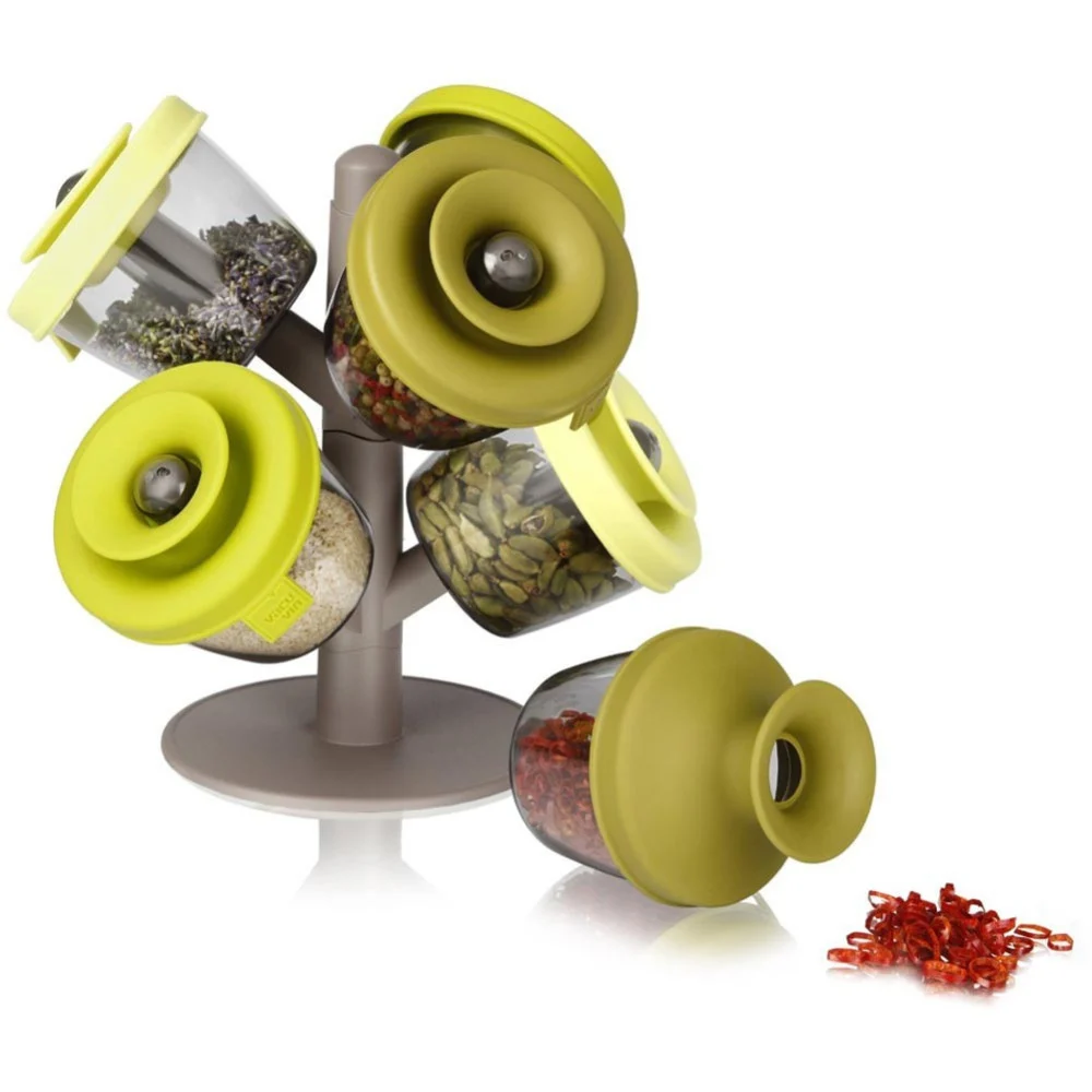 CONTENITORE PORTA SPEZIE ORGANIZER 6 BARATTOLI POP UP SPICE RACK ALBERO VITA - TrAdE Shop Traesio