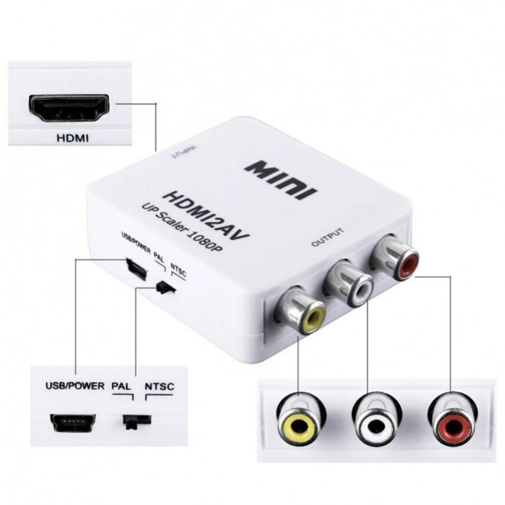 CONVERTITORE ADATTATORE VIDEO AUDIO DA HDMI AV RCA 2AV 1080P PER TV TELECAMERA - TrAdE Shop Traesio