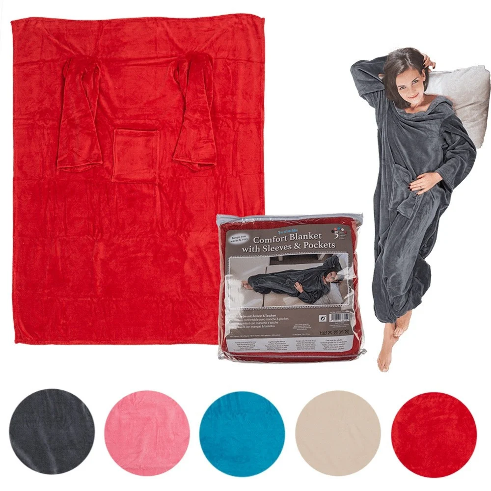 COPERTA COMFORT CON MANICHE COMODA E CALDA IN VARI COLORI PLAID INVERNO DIVANO - TrAdE Shop Traesio