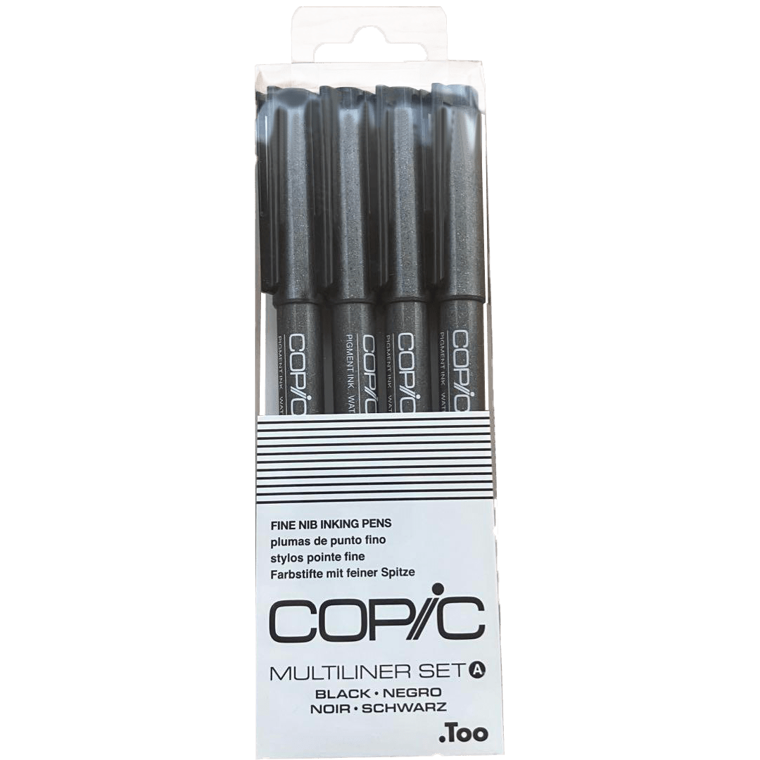 COPIC Too Copic Multiliner setof4 black Aset