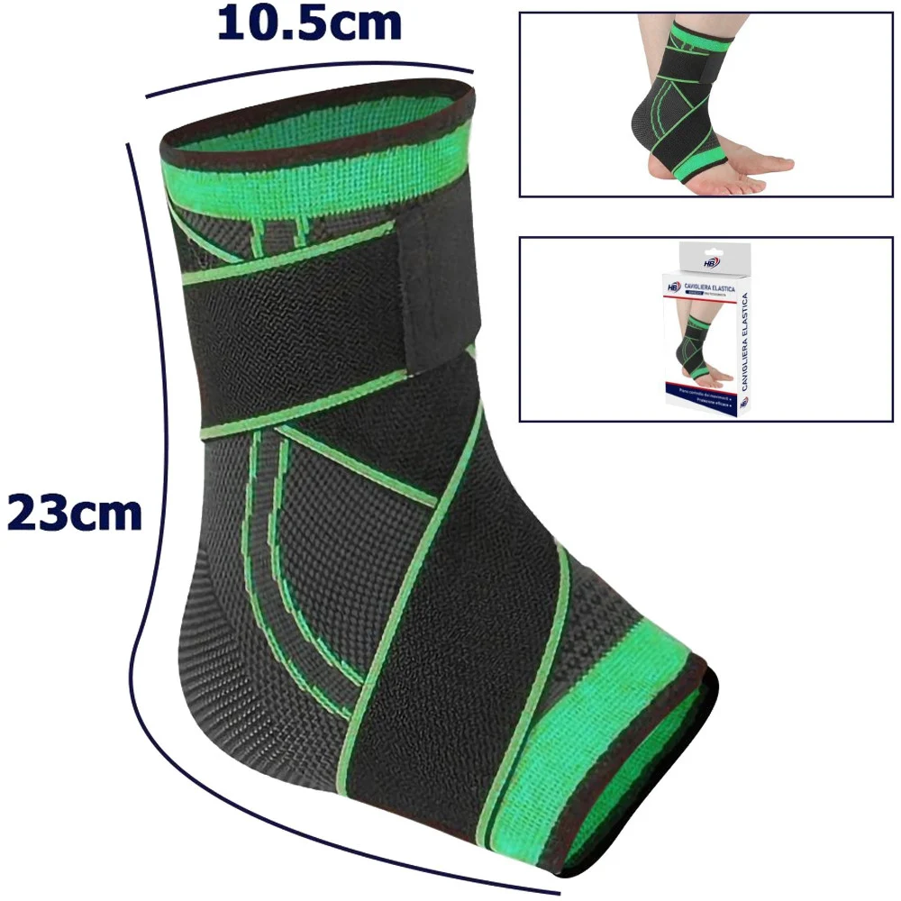 COPPIA CAVIGLIERE SUPPORTO PER CAVIGLIA ANALLERGICA ELASTICA SPORT FITNESS VERDE - TrAdE Shop Traesio