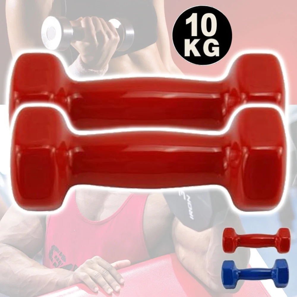 COPPIA DI MANUBRI IN VINILE DA 10 KG OGNUNO MANUBRI PESI PALESTRA BODYBUILDING - TrAdE Shop Traesio