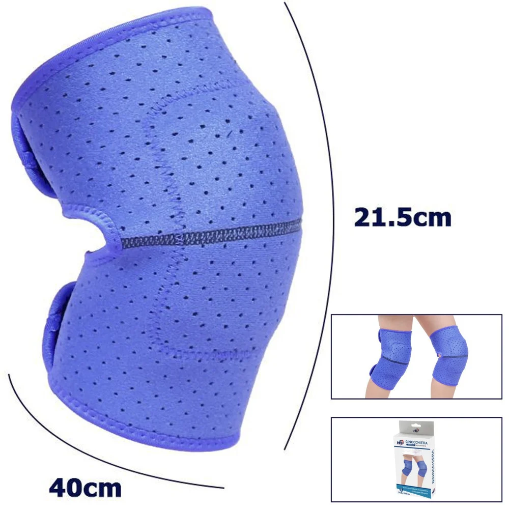 COPPIA GINOCCHIERE FASCIA TUTORE ANALLERGICA LAVABILE PER BAMBINI COLORE BLU M - TrAdE Shop Traesio