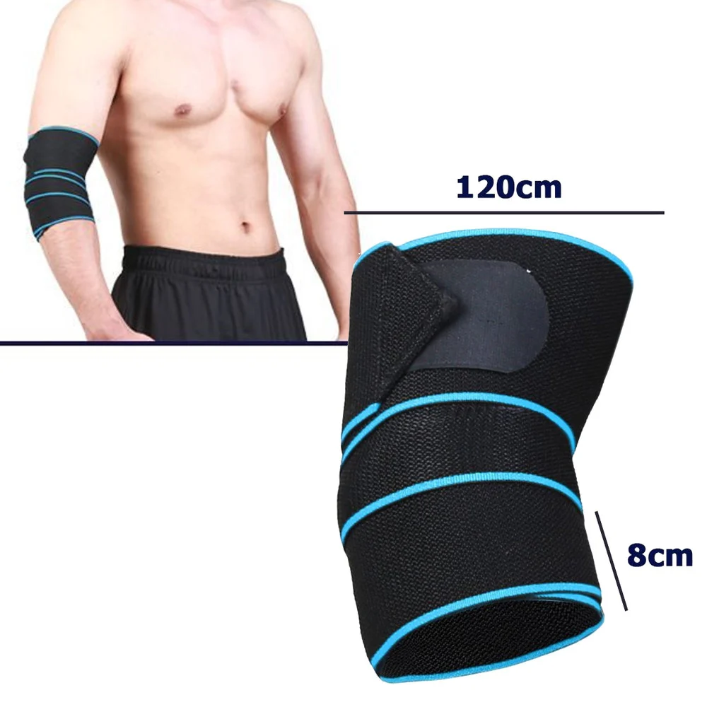 COPPIA GOMITIERA FASCIA ELASTICA BENDA SUPPORTO TUTORE PER GOMITO 120X8CM BLU - TrAdE Shop Traesio