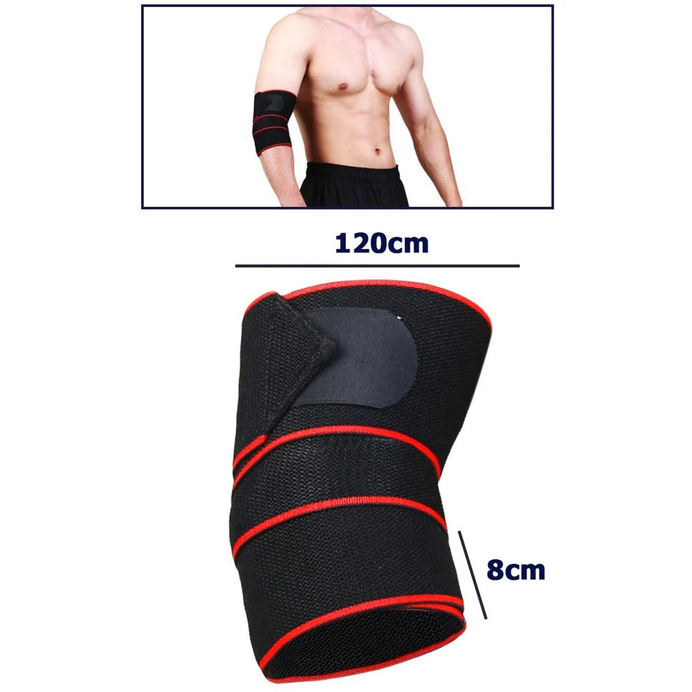 COPPIA GOMITIERA FASCIA ELASTICA BENDA SUPPORTO TUTORE PER GOMITO 120X8CM ROSSO - TrAdE Shop Traesio