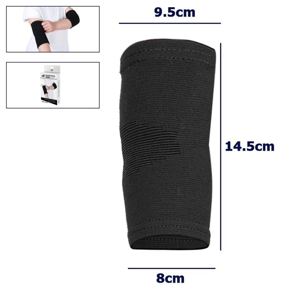 COPPIA GOMITIERA FASCIA ELASTICA SUPPORTO PER GOMITO ANALLERGICO BAMBINI NERO - TrAdE Shop Traesio