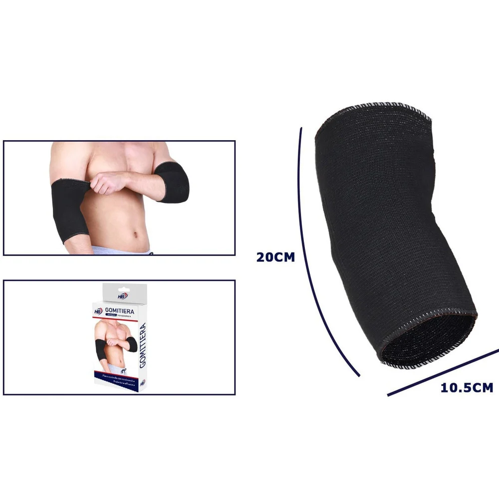 COPPIA GOMITIERA FASCIA ELASTICA SUPPORTO PER GOMITO SPORT ANALLERGICO NERO - TrAdE Shop Traesio