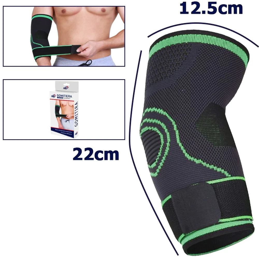 COPPIA GOMITIERA FASCIA ELASTICA SUPPORTO PER GOMITO SPORT ANALLERGICO VERDE - TrAdE Shop Traesio
