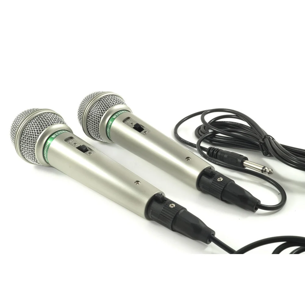 COPPIA MICROFONI DINAMICO PROFESSIONALI CABLATI CAVO UNIDIREZIONALE PER KARAOKE - TrAdE Shop Traesio