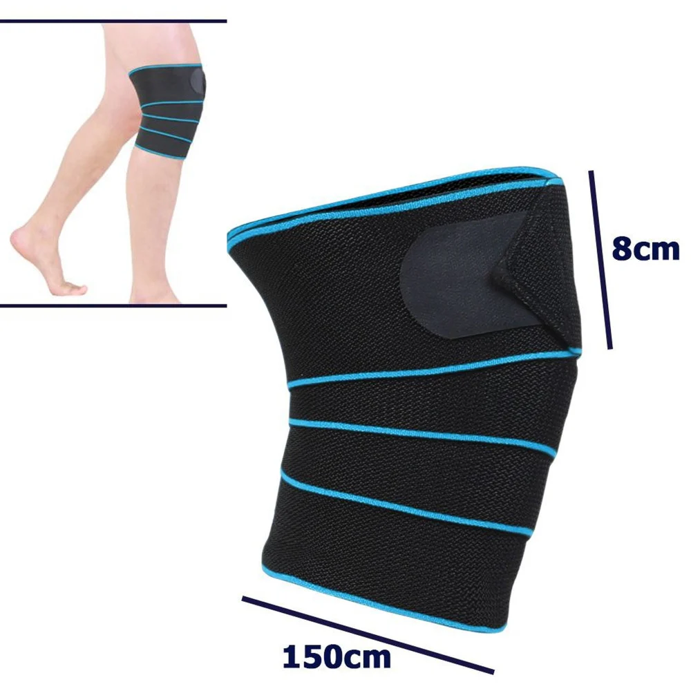 COPPIA SUPPORTO TUTORE BENDA PER GINOCCHIO FASCIA PER CORRIDORI 150X8CM BLU - TrAdE Shop Traesio