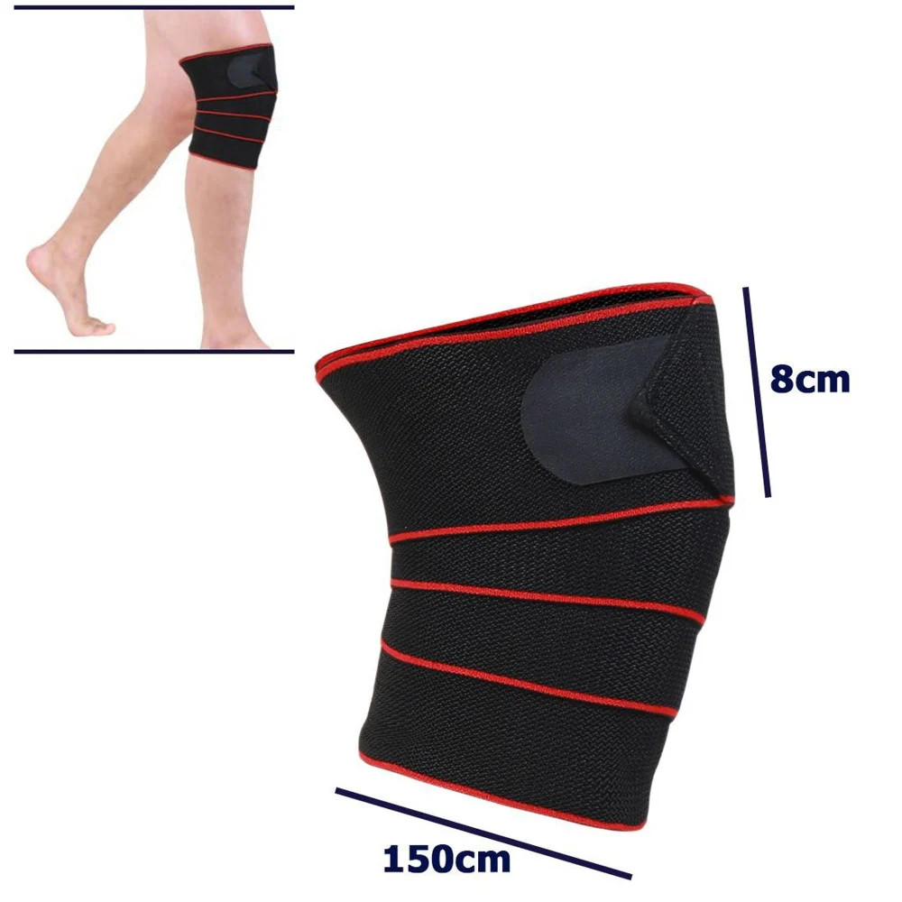 COPPIA SUPPORTO TUTORE BENDA PER GINOCCHIO FASCIA PER CORRIDORI 150X8CM ROSSO - TrAdE Shop Traesio