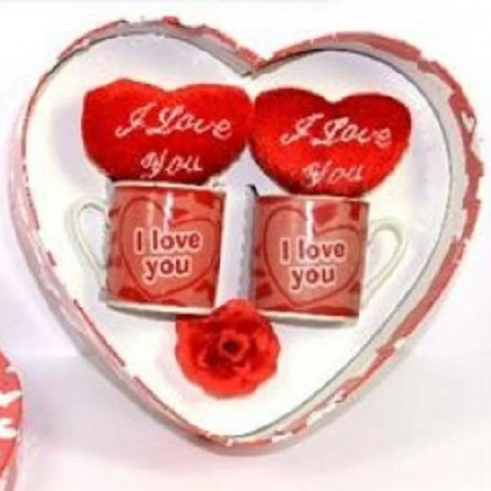COPPIA TAZZINE CON PELUCHE CUORE I LOVE YOU REGALO SAN VALENTINO 4 MODELLI ASS. - TrAdE Shop Traesio