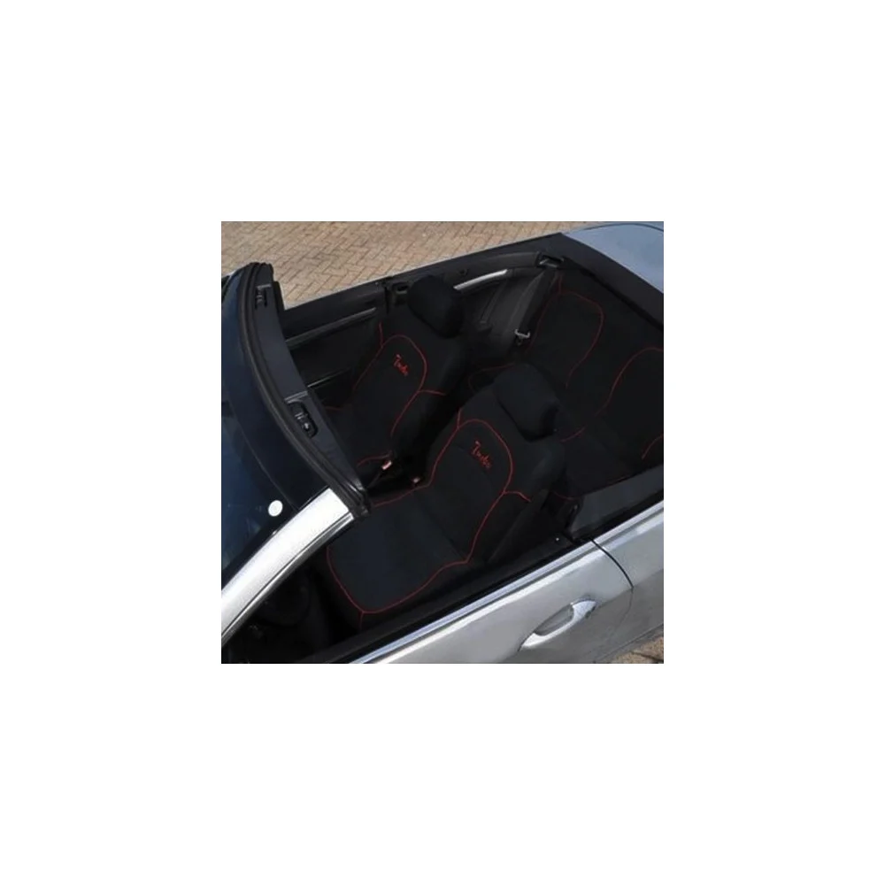 COPRISEDILI UNIVERSALI PER AUTO 6 PEZZI COLORE NERO FINITURE ROSSE DESIGN TURBO - TrAdE Shop Traesio