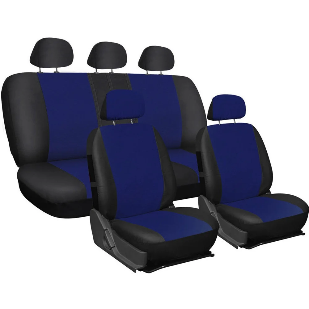 COPRISEDILI UNIVERSALI PER AUTO IN COTONE BICOLORE BLU SCURO E NERO COPRI SEDILE - TrAdE Shop Traesio