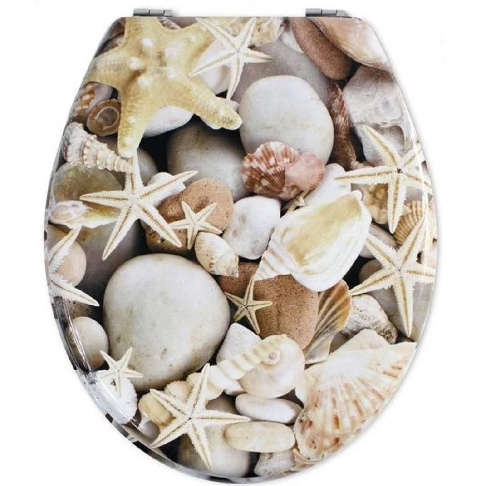 COPRIWATER COPRI SEDILE WC UNIVERSALE CERNIERE STELLE MARINE CONCHIGLIE 52730 - Cleafe