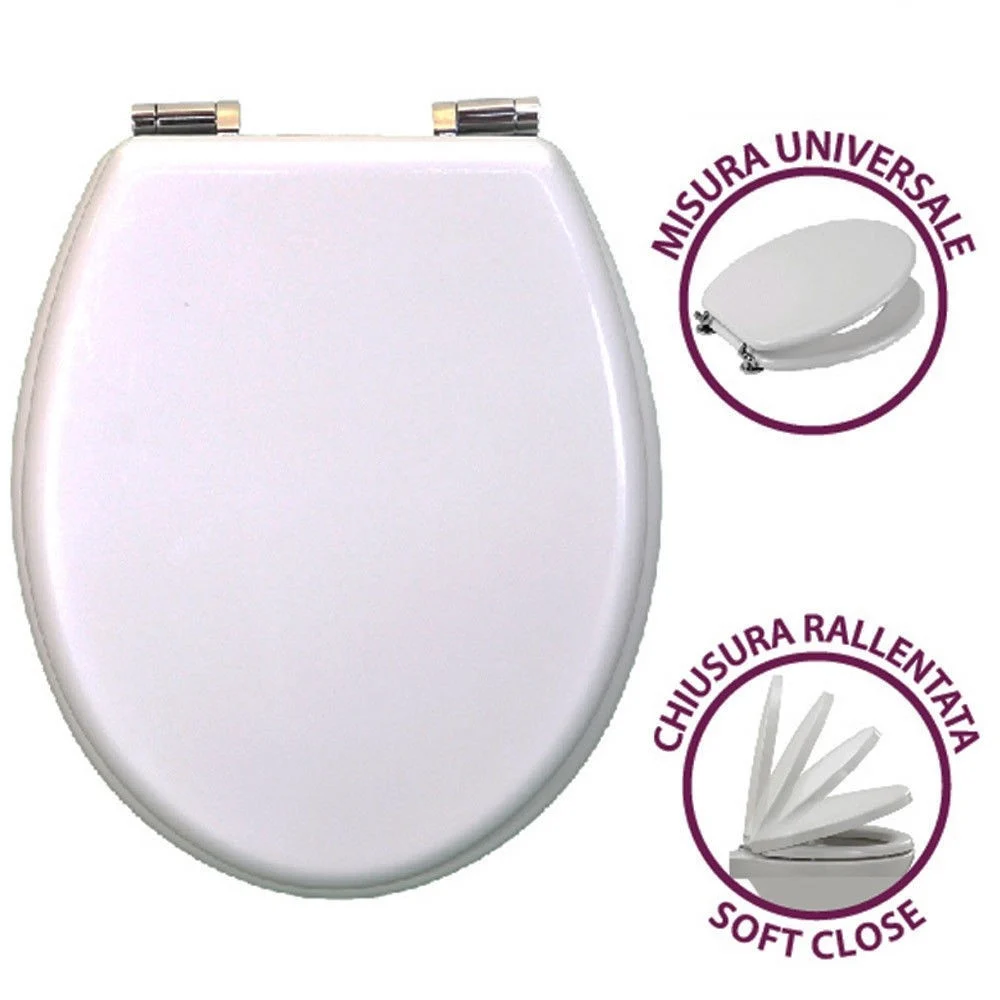 COPRIWATER UNIVERSALE IN LEGNO MDF CHIUSURA RALLENTATA SOFT CLOSE LACCATO BIANCO - TrAdE Shop Traesio