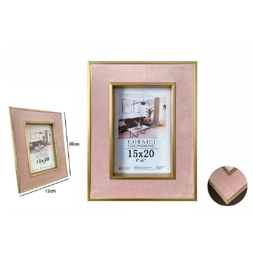 CORNICE PER FOTO PORTAFOTO POSTER QUADRI TELE 15 X 20CM ROSA CON BORDI ORO 70317 - TrAdE Shop Traesio