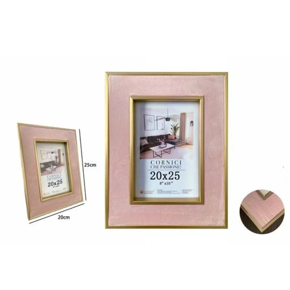 CORNICE PER FOTO PORTAFOTO POSTER QUADRI TELE 20 X 25CM ROSA CON BORDI ORO 70318 - TrAdE Shop Traesio