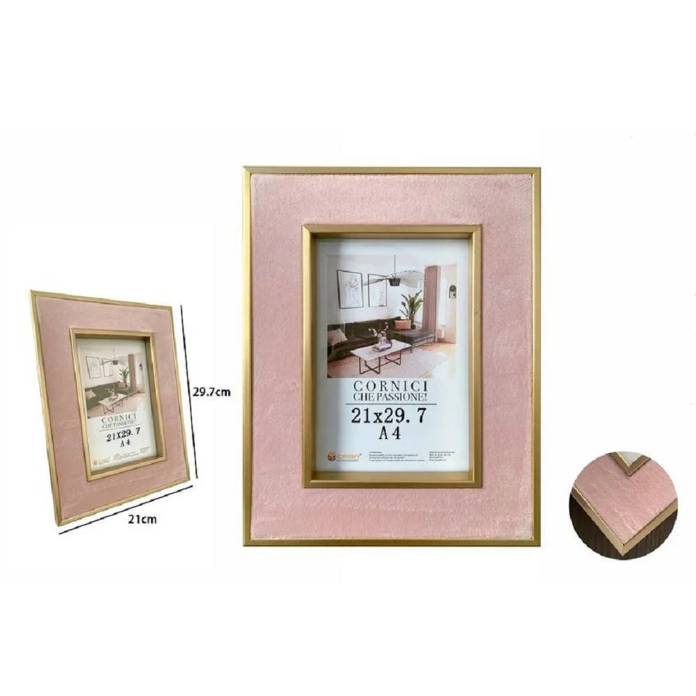 CORNICE PER FOTO PORTAFOTO POSTER QUADRI TELE 21X29.7CM ROSA CON BORDI ORO 70319 - TrAdE Shop Traesio