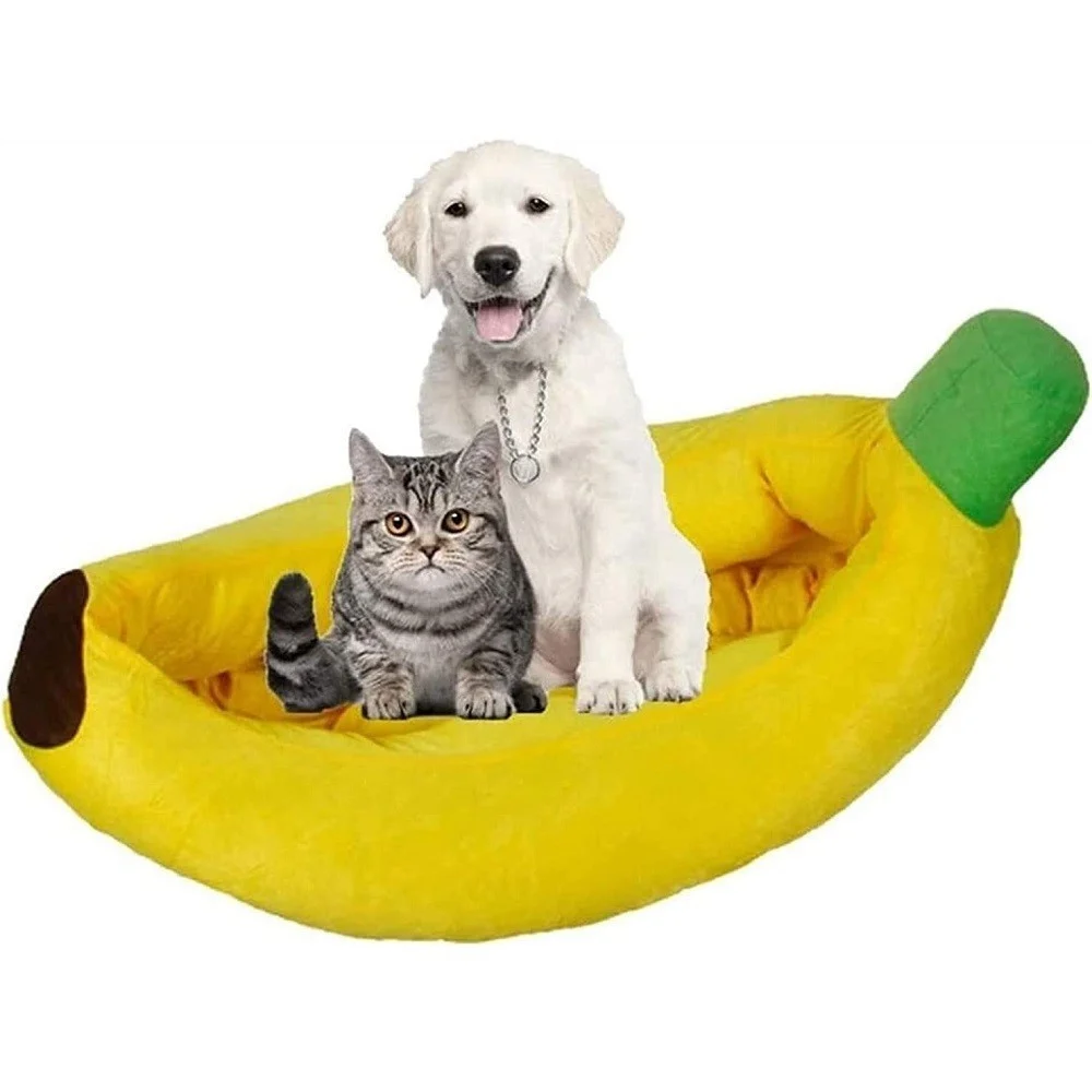CUCCIA BANANA LETTO MORBIDO PER GATTO CANE CUSCINO INVERNO PELUCHE NIDO 70X40CM - TrAdE Shop Traesio