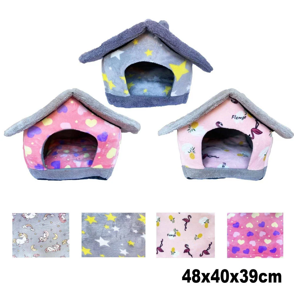 CUCCIA MORBIDA A FORMA DI CASETTA PER CANE GATTO ANIMALI 48X40X39CM TG. MEDIA - TrAdE Shop Traesio