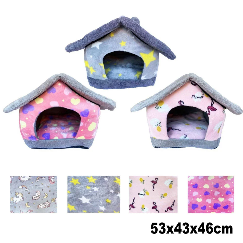 CUCCIA MORBIDA A FORMA DI CASETTA PER CANE GATTO ANIMALI 53X43X46CM TG. GRANDE - TrAdE Shop Traesio
