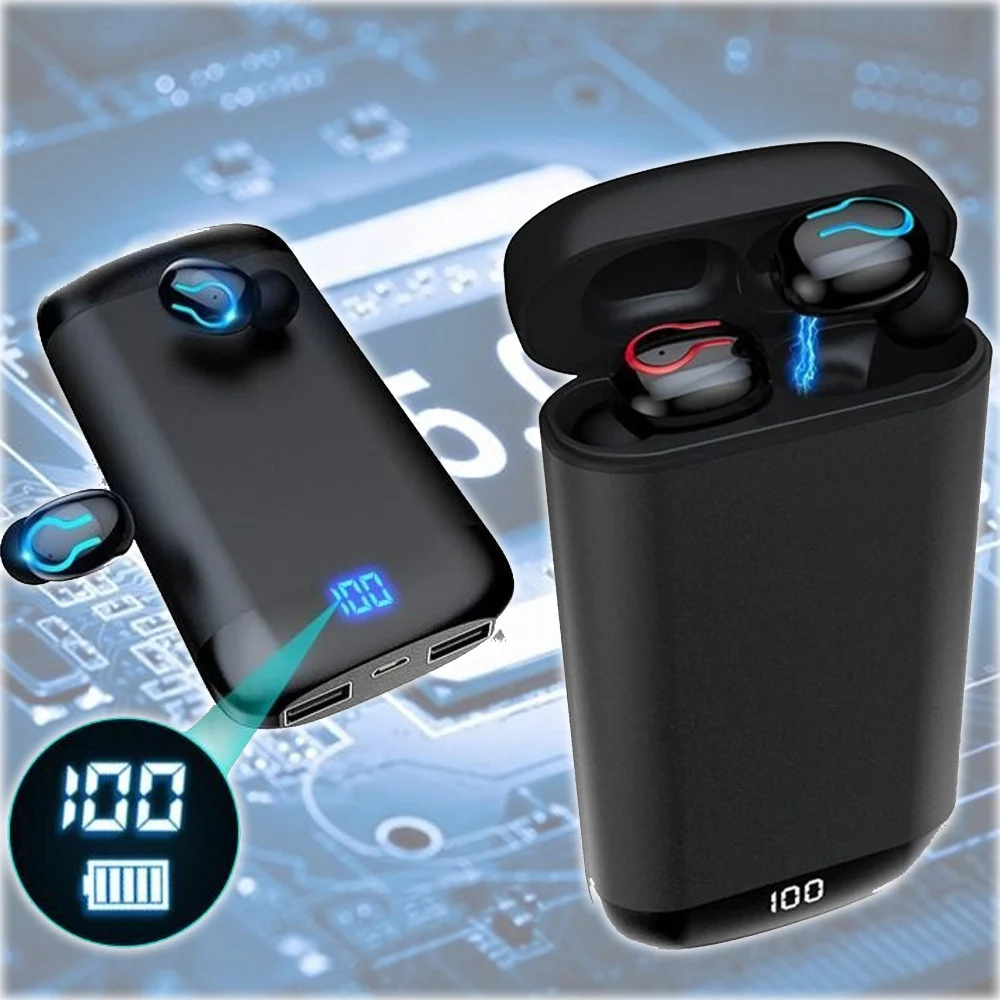 CUFFIE AURICOLARI POWER BANK STEREO HI-FI PER MUSICA WIRELESS Q66 TWS BLUETOOTH
