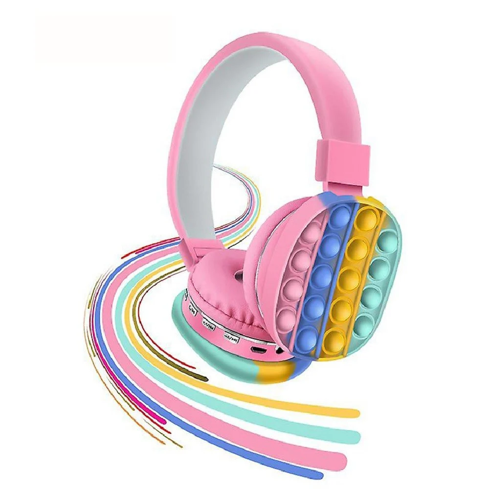 CUFFIE POPIT ROSA BAMBINE WIRELESS RADIO BLUETOOTH ARCOBALENO PIEGHEVOLE SD USB - TrAdE Shop Traesio