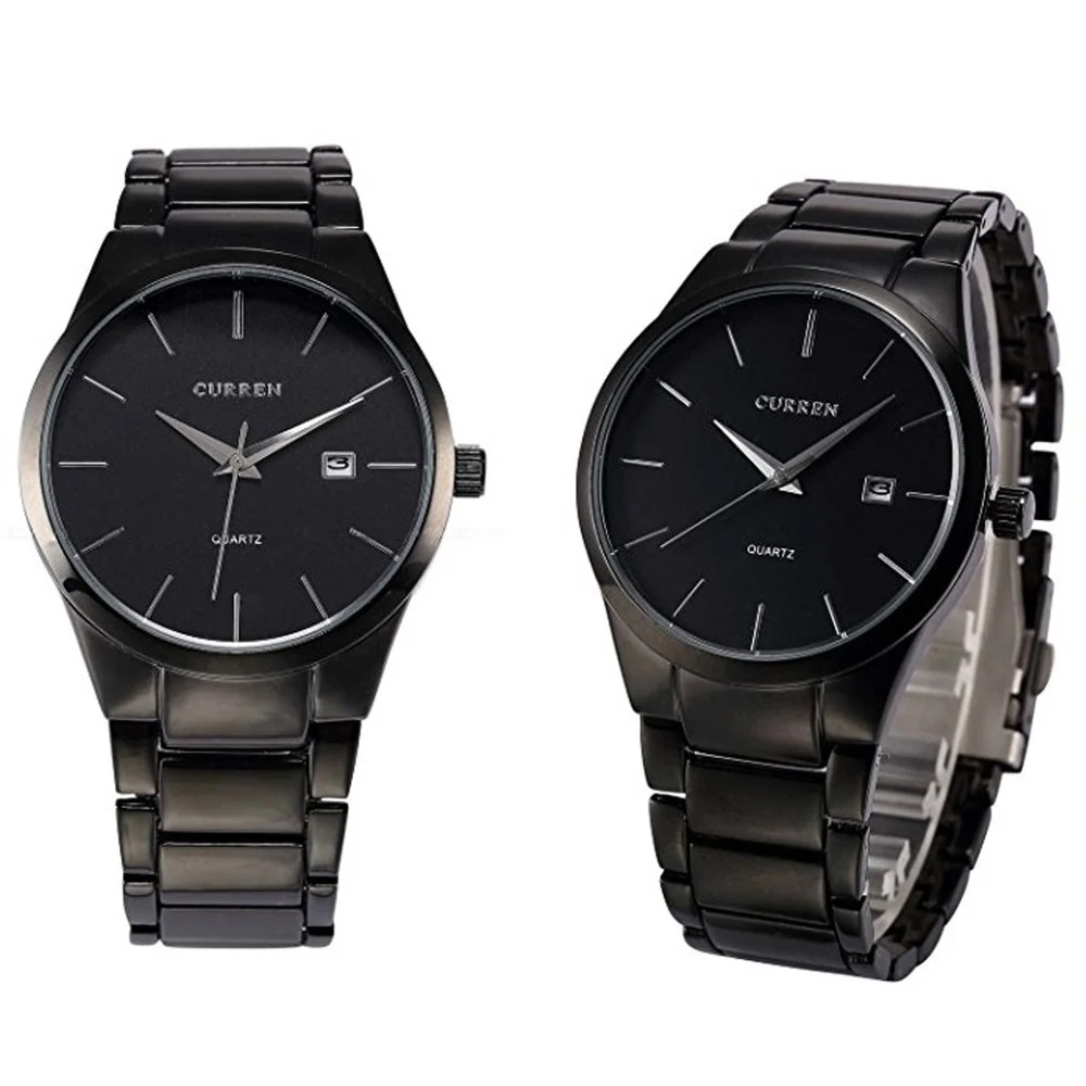 CURREN OROLOGIO DA POLSO UOMO ACCIAIO INOX ANALOGICO QUARZO QUADRANTE NERO - TrAdE Shop Traesio