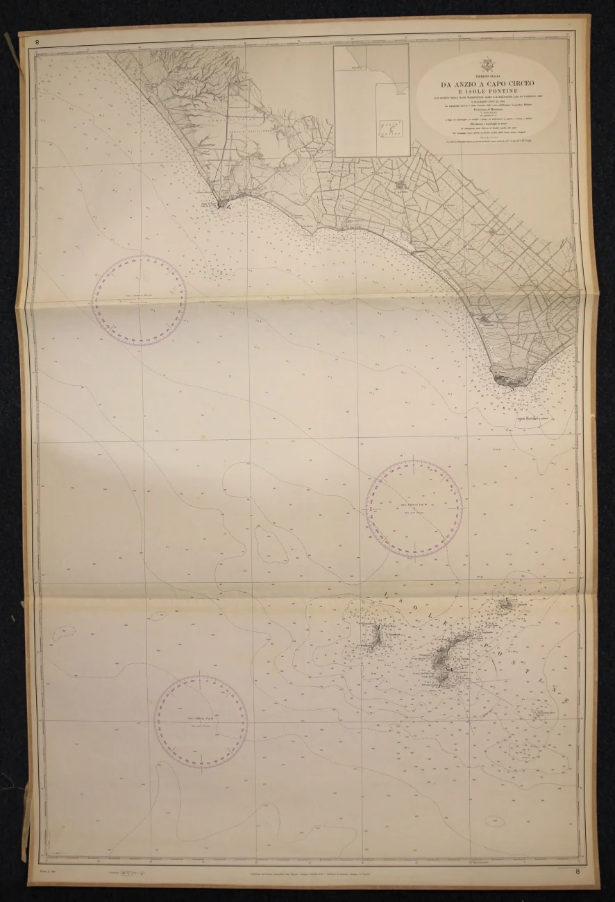 da anzio a capo circeo e isole pontine n. 8 (1961) - Carte nautiche, da pesca…