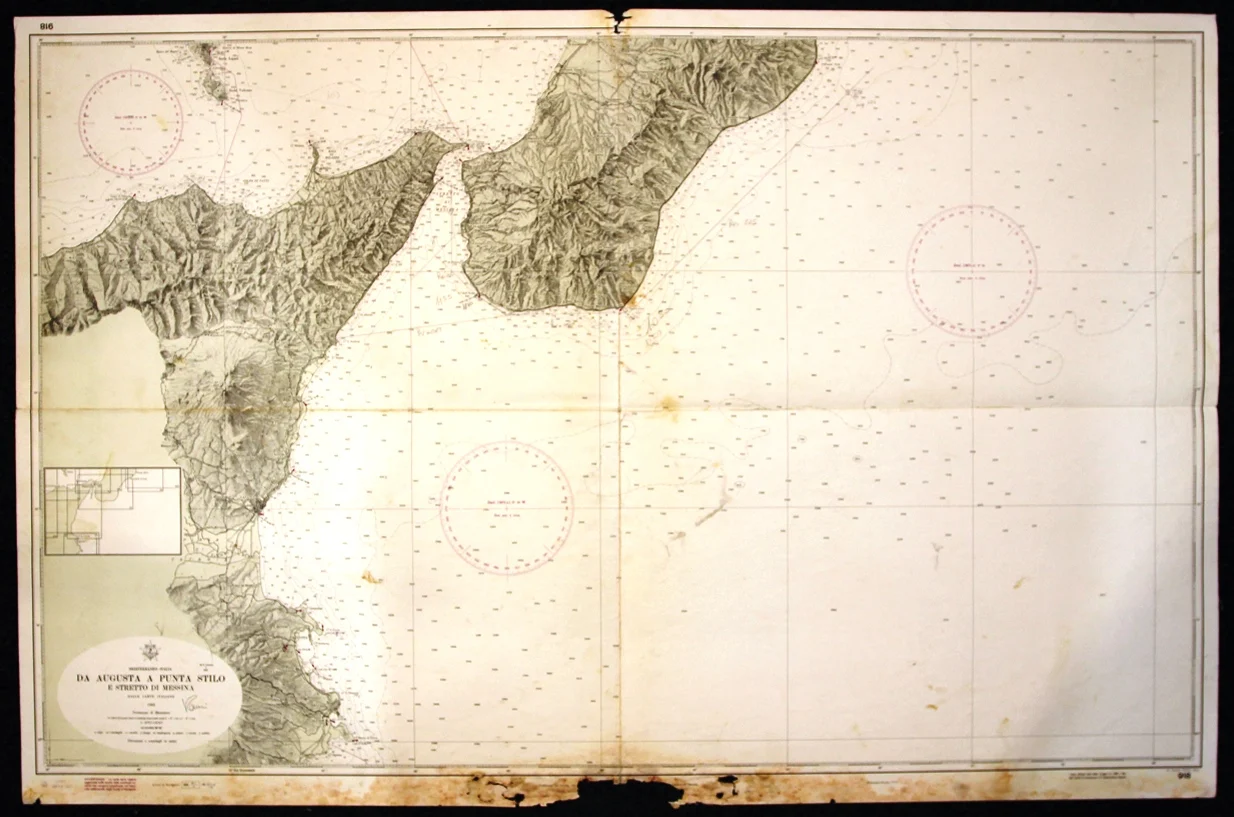 da augusta a punta stilo e stretto di messina n. 918 (1975) - Carte nautiche, da pesca…