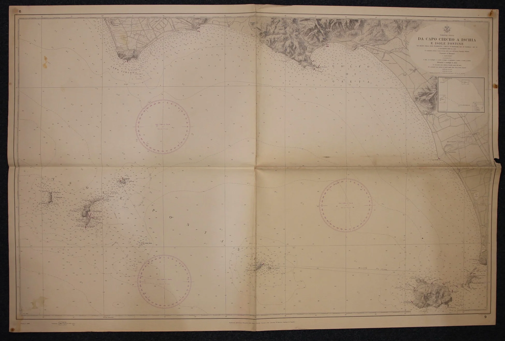 da capo circeo a ischia e isole pontine n. 9 (1962) - Carte nautiche, da pesca…