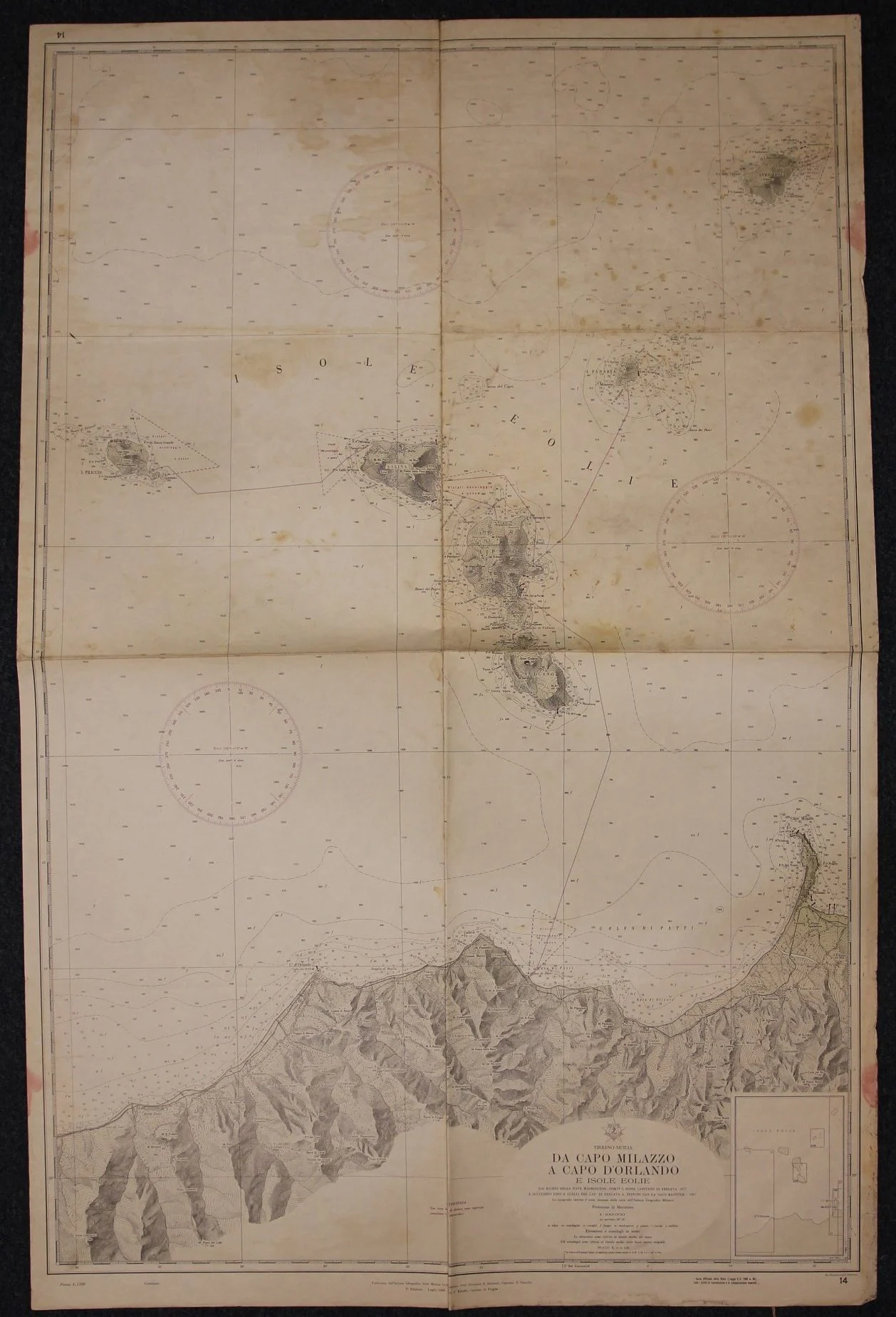da capo milazzo a capo d’orlando e isole eolie n. 14 (1972) - Carte nautiche, da pesca…