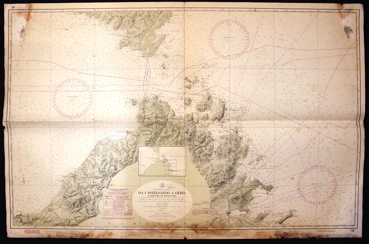 da castelsardo a olbia e bocche di bonifacio n. 42 (1975) - Carte nautiche, da pesca…